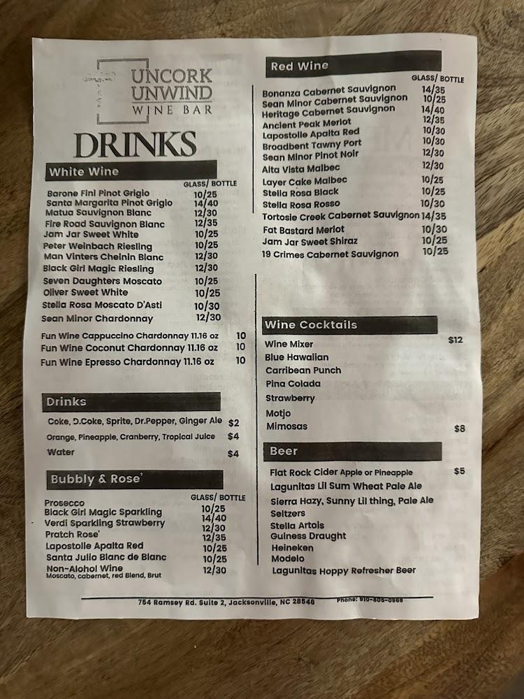 Uncork Unwind Menu image 3