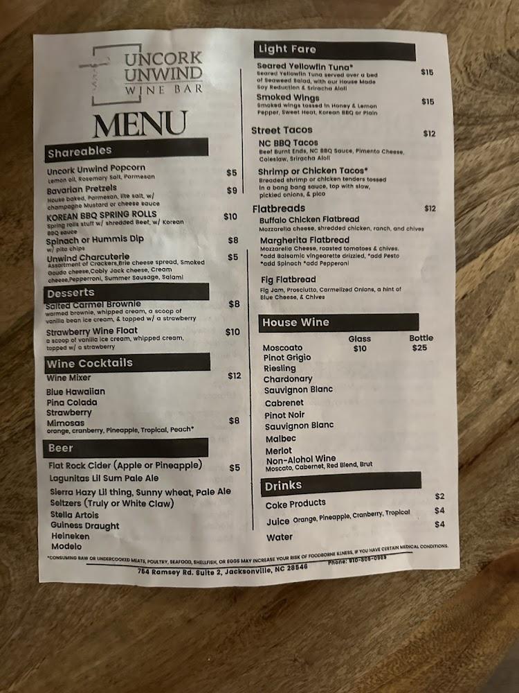 Uncork Unwind Menu image 4
